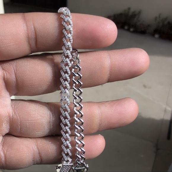 Jewelry - Rhodium Finish 925 Sterling Silver 5.5mm CZ Encrusted Monaco Bracelet 7"